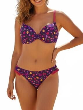 Bra & Panties / BodyCandy Purple Printed Set / 36B Bra / Size 6 Panties / NWT